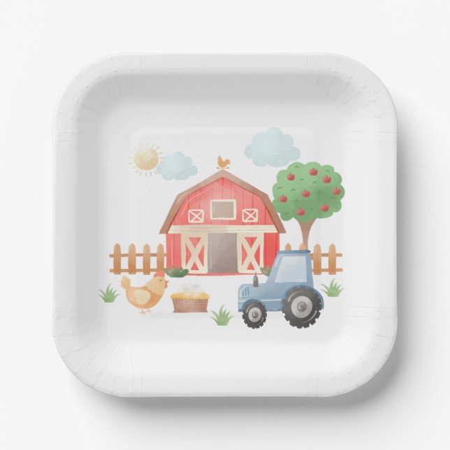 Farm Animals Barnyard Birthday  Paper Plate (Front)