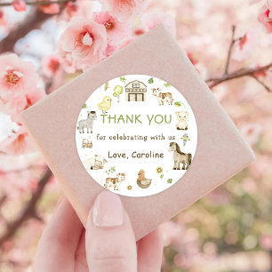 Farm Animals Barnyard Birthday Party Classic Round Sticker