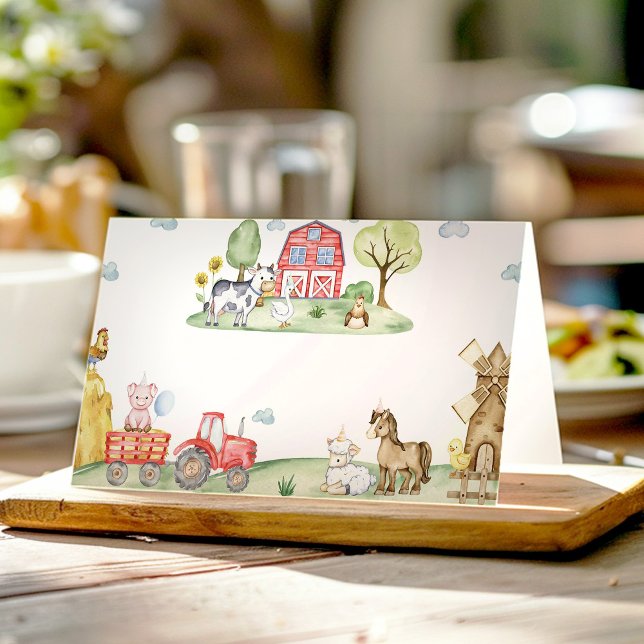 Farm Animals Barnyard Birthday Party Food Tent Place Card (Creator Uploaded)