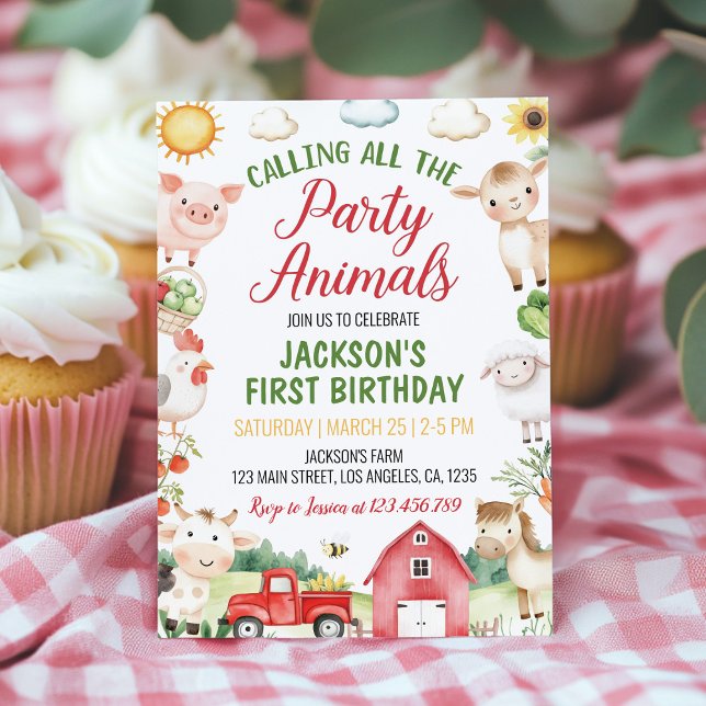 Farm Animals Barnyard Birthday Party Invitation (Creator Uploaded)