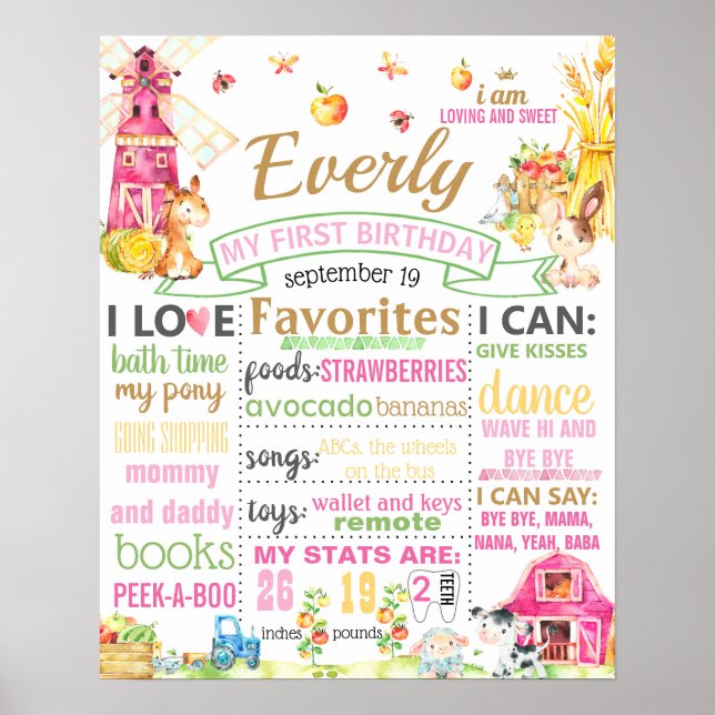 Farm Animals Barnyard Birthday sign (Front)