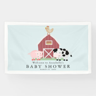 Farm Animals Barnyard Blue Baby Shower Welcome Banner