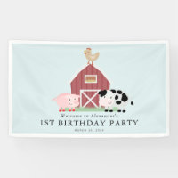 Farm Animals Barnyard Blue Boy Birthday Welcome