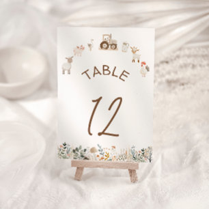 Farm Animals Barnyard Boho Table Number