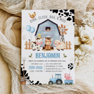 Farm Animals Barnyard FARM BIRTHDAY Invitation
