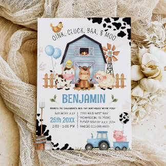 Farm Animals Barnyard FARM BIRTHDAY Invitation