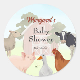 Farm Animals Barnyard Party Classic Round Sticker