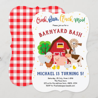Farm, Animals, Barnyard, Petting Zoo, Birthday Invitation