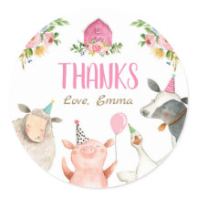 Farm Animals Barnyard Pink Farmhouse Favour Tags