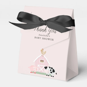 Farm Animals Barnyard Pink Girl Baby Shower Favour Box
