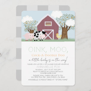 Farm Animals Barnyard Virtual Baby Shower Invitation