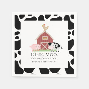 Farm Animals Barnyard White Baby Shower Paper Napkin