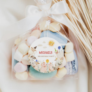 Farm Animals Birthday Banner Classic Round Sticker