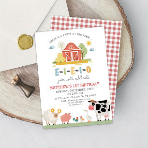 Farm Animals Birthday Barnyard Modern Invitation