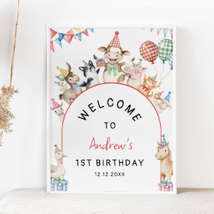 Farm Animals Birthday Barnyard Welcome Poster