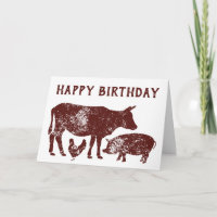 Farm Animals Birthday Card for Vegetarians
