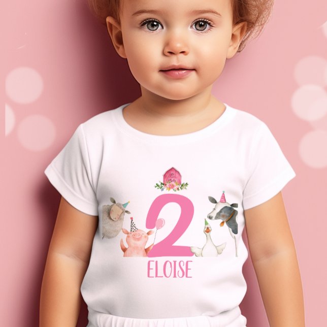 Farm Animals Birthday Girl Pink Barnyard T-Shirt (Creator Uploaded)
