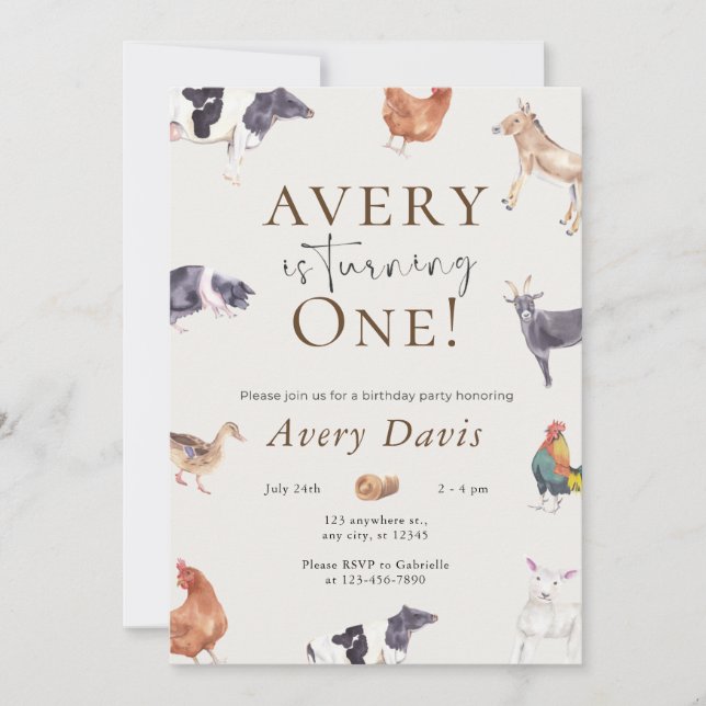 Farm Animals Birthday Invitation (Front)