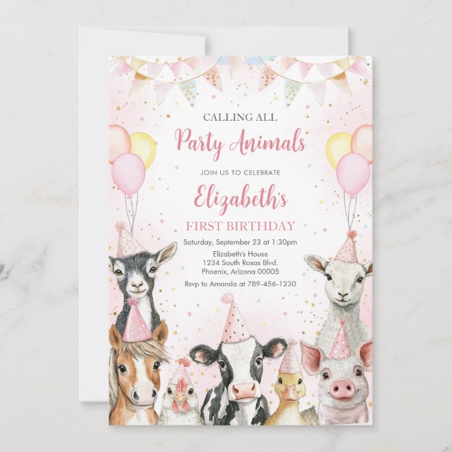 Farm Animals Birthday Invitation (Front)