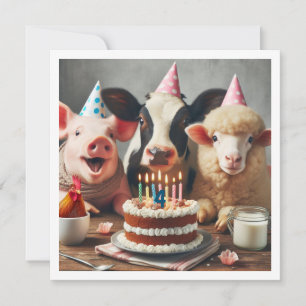 Farm animals birthday invitation, barnyard bday invitation