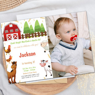 Farm Animals Birthday Invitations with photo