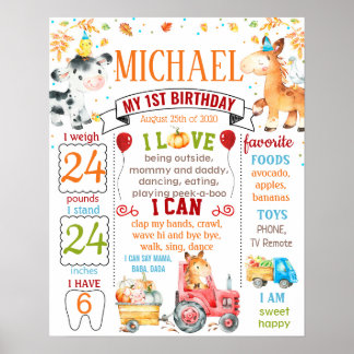 Farm Animals Birthday milestone sign