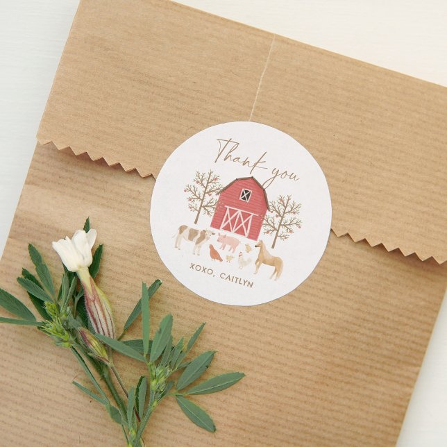 Farm Animals Birthday Party Classic Round Sticker (Creator Uploaded)