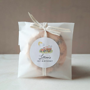 Farm Animals Birthday Party Classic Round Sticker