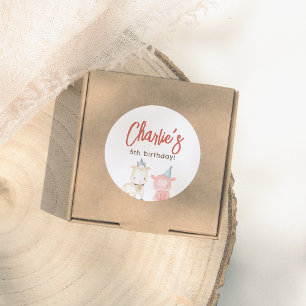 Farm Animals Birthday Party Classic Round Sticker