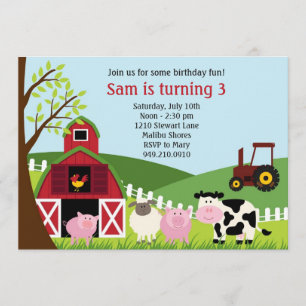 Farm Animals Birthday Party Invitation