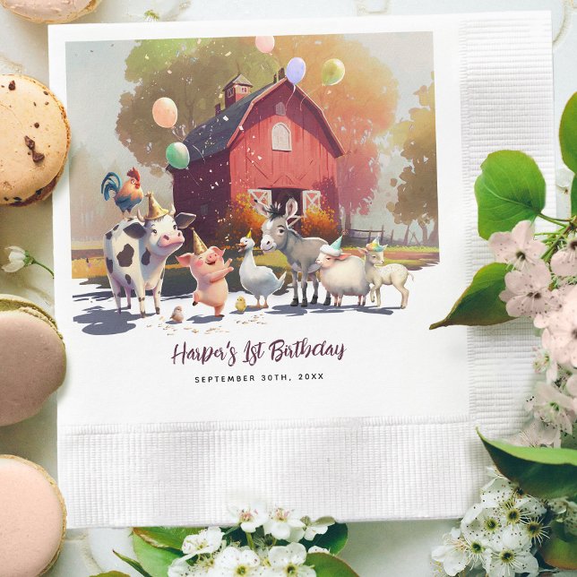 Farm Animals Birthday Party Paper Napkin (Creator Uploaded)
