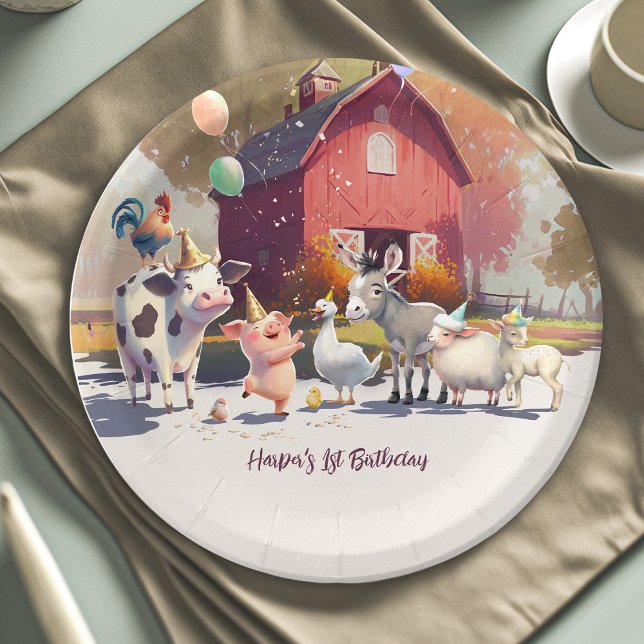 Farm Animals Birthday Party Paper Plates (Creator Uploaded)