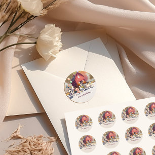 Farm Animals Birthday Party Paper Plates Classic Round Sticker