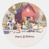 Farm Animals Birthday Party Paper Plates Classic Round Sticker (Front)