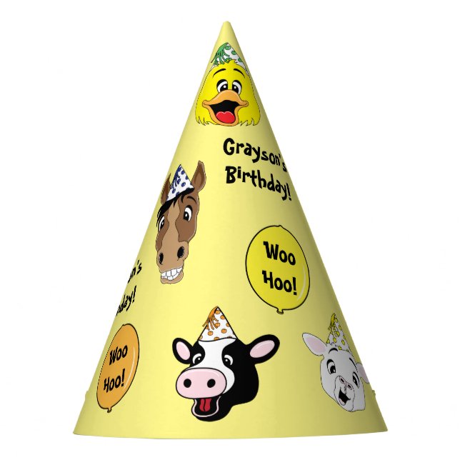 Farm Animals Birthday Party Party Hat (Front)