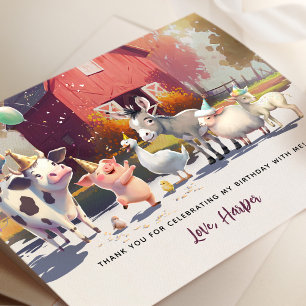 Farm Animals Birthday Party Thank You