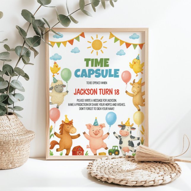 Farm Animals Birthday Party Time Capsule Sign (Creator Uploaded)