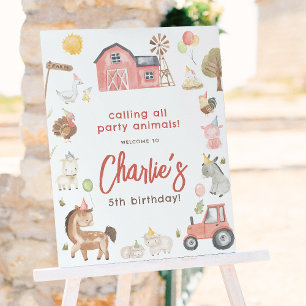 Farm Animals Birthday Party Welcome Sign