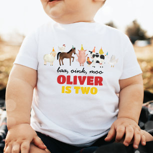 Farm Animals Boy Birthday Baby T-Shirt
