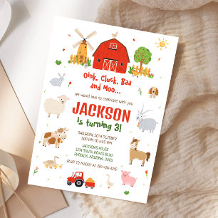 Farm Animals Boy Birthday Invitation