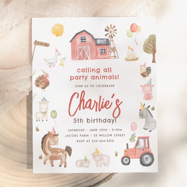 Farm Animals Budget Birthday Invitation (Creator Uploaded)