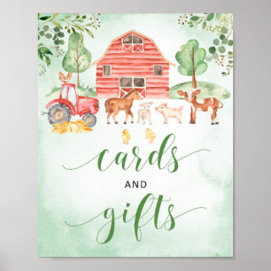 Farm animals cards and gifts sign for baby shower