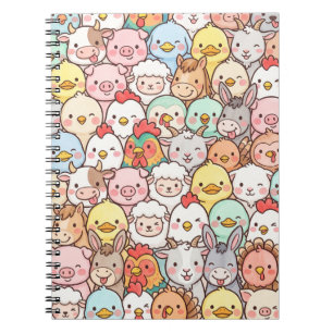 Farm Animals Cartoon Pattern  Notebook