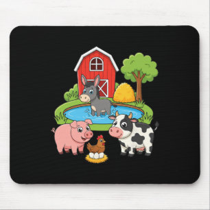 Farm Animals Cartoon Rnyard Scene Funny Chicken Pi Mouse Pad