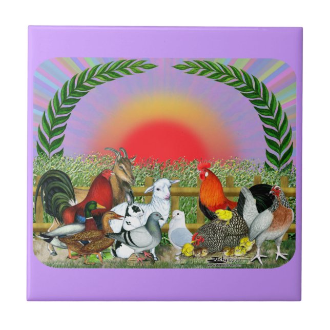 Farm Animals Ceramic Tile (Front)