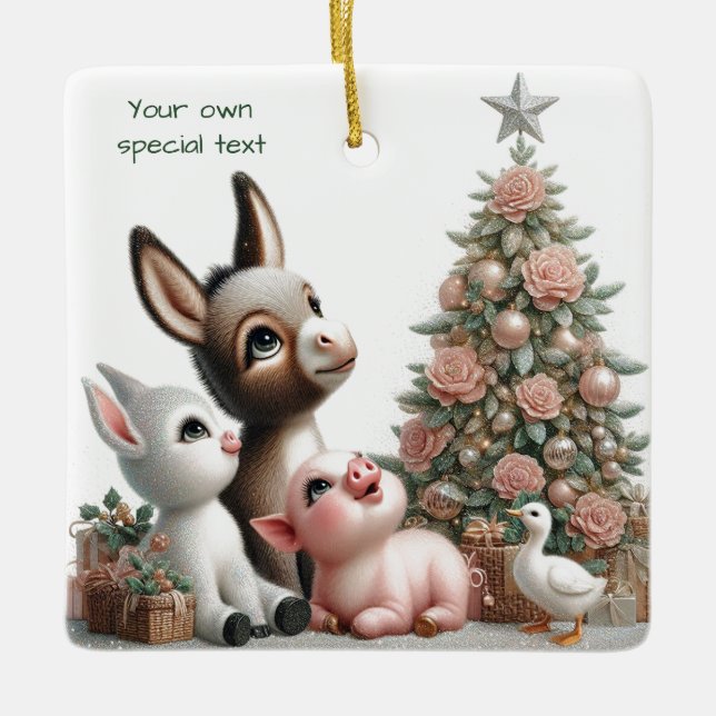 Farm Animals Christmas Ornament (Front)