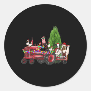 Farm Animals Christmas Xmas Farm Truck Country Far Classic Round Sticker