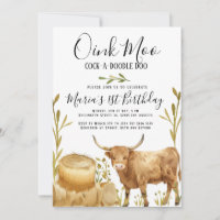 Farm Animals Cow Hay bale Country Birthday