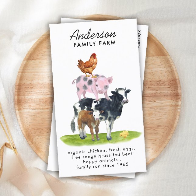 Farm Animals Cow Pig Chicken Custom QR Code Farmer Business Card (Creator Uploaded)