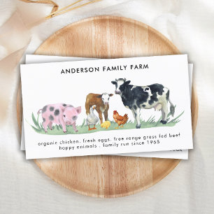 Farm Animals Cow Pig Chicken Duck QR Code Business Card